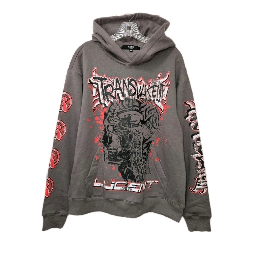 KDNK Dark Gray Translucent Lucent Hoodie Mens Size Medium NEW